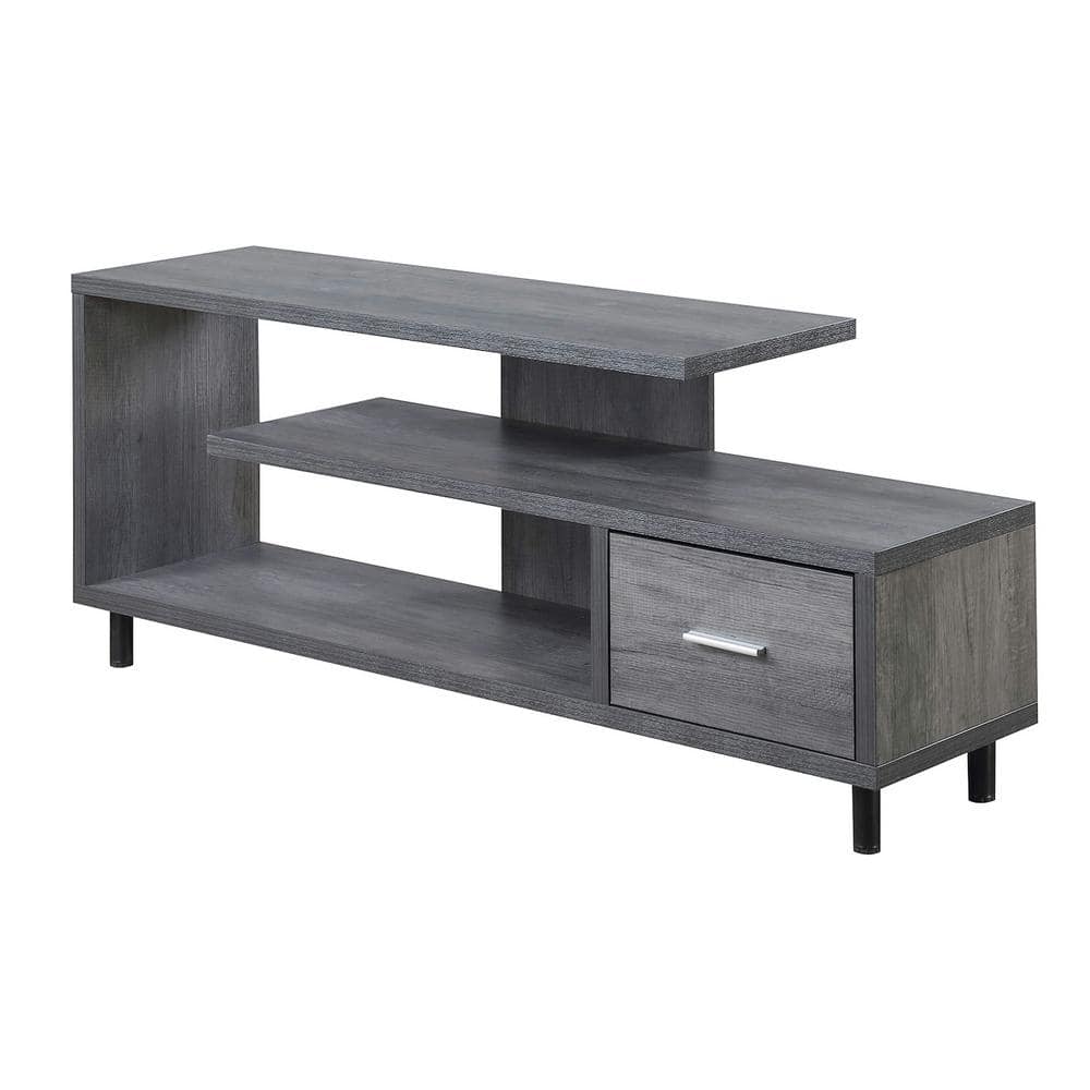 Convenience Concepts Seal II 59 in. Weathered Gray Particle Board TV Stand with 1 Drawer Fits TVs Up to 60 in. with Cable Management