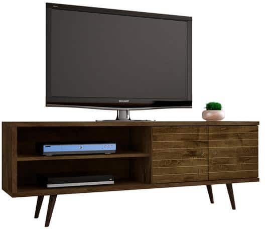 Manhattan Comfort Liberty 63 in. Rustic Brown Composite TV Stand Fits TVs Up to 60 in. with Storage Doors