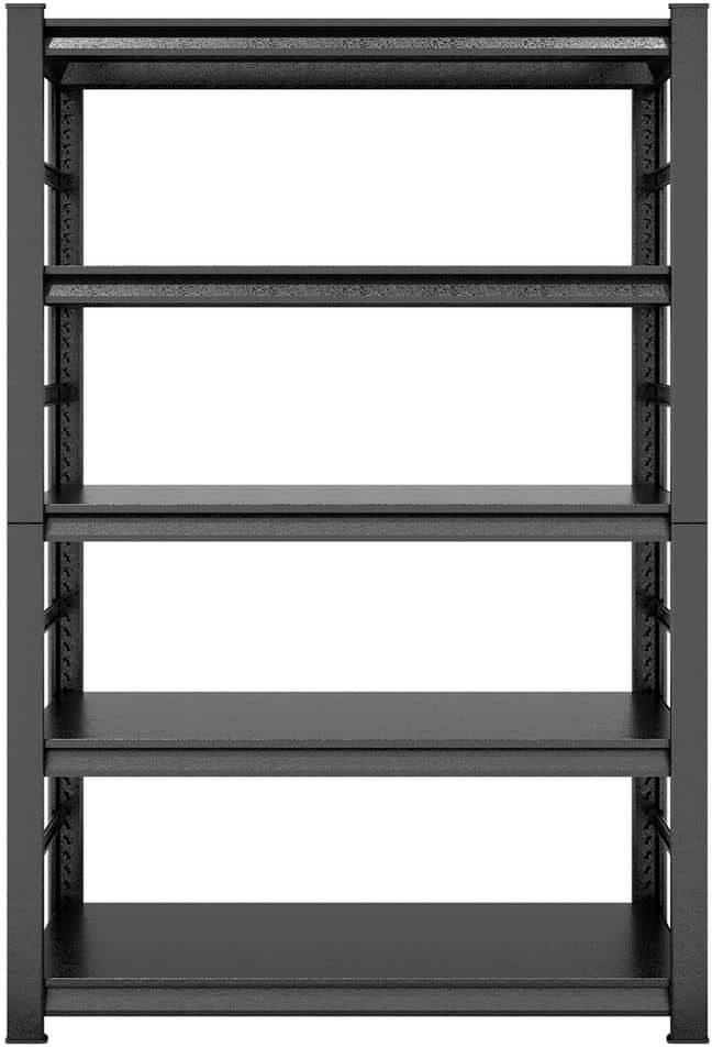 Tidoin Black 5-Tier Adjustable Metal Shelving Unit, Heavy Duty Shelving Utility Rack 47.2 in. W x 18 in. D x 77.9 in. H