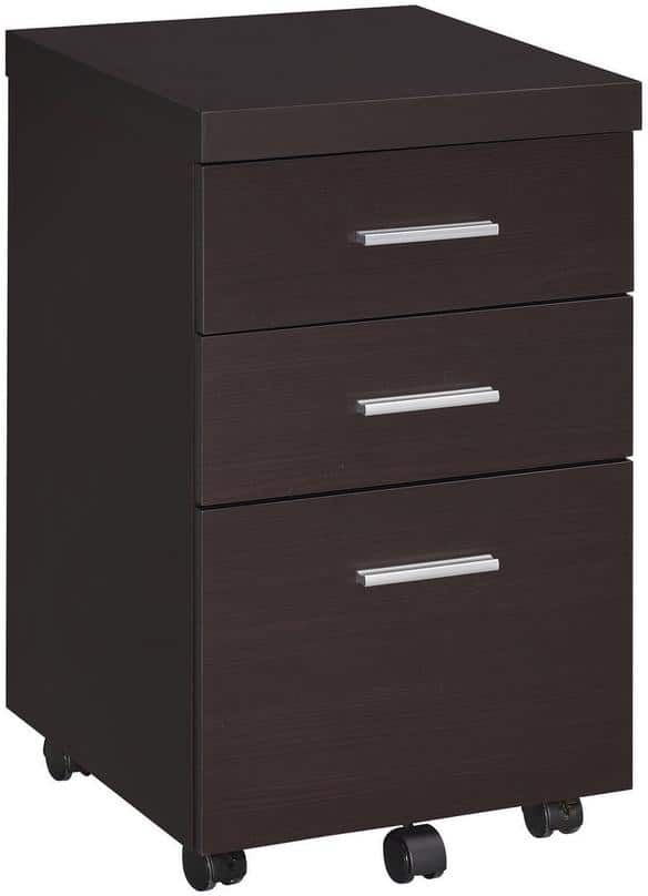 Coaster Home Furnishings Skylar Cappuccino File Cabinet with 3-Drawers and Casters