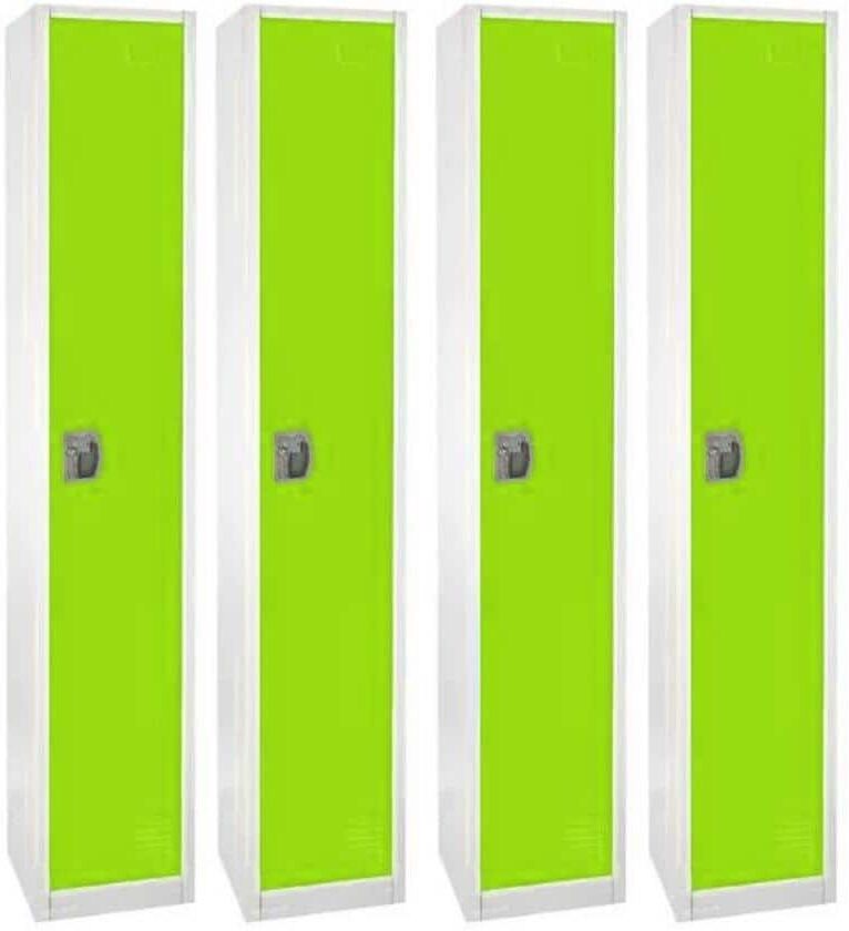 AdirOffice 629-Series 72 in. H 1-Tier Steel Key Lock Storage Locker Free Standing Cabinets for Home, School, Gym in Green (4-Pack)