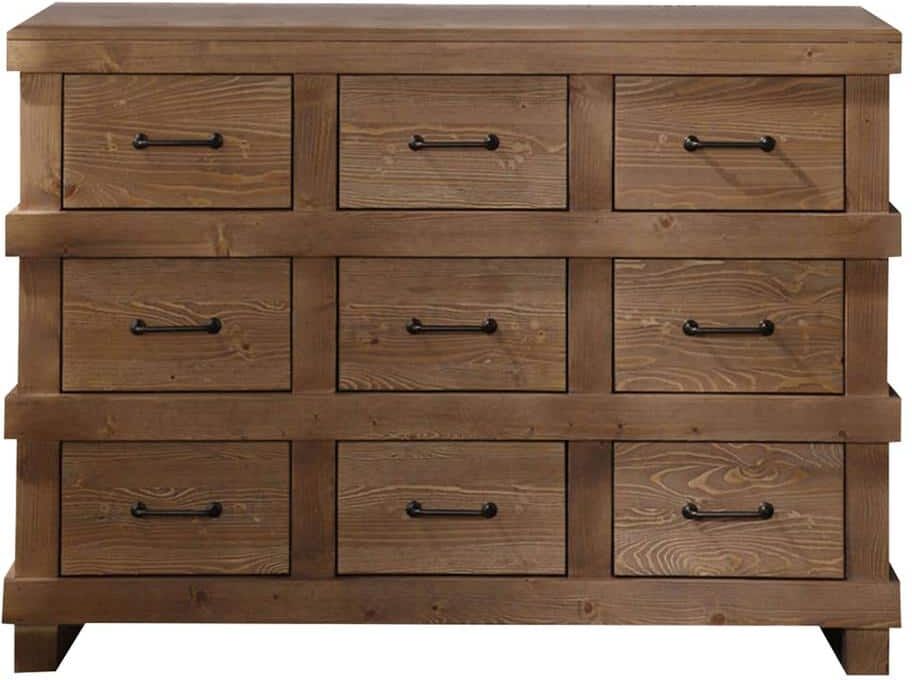 Benjara 44 in. L x 19 in. W x 32 in. H Capacious Antique Oak Wooden Dresser