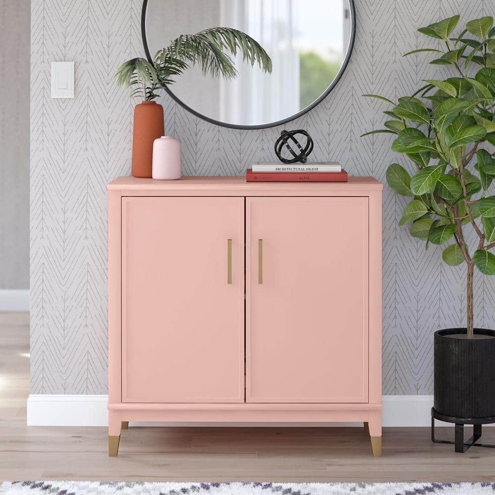 CosmoLiving by Cosmopolitan Wester Leigh, Pale Pink, 33.4 in. H, Storage Cabinet with 2-Doors
