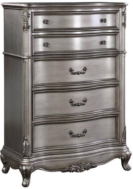 Acme Furniture Ariadne Antique Platinum Finish 5 Drawers 19 in. Wide Chest of Drawers