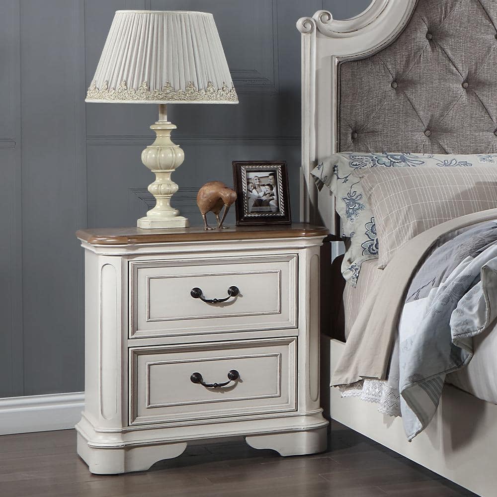 Acme Furniture Florian Antique White Finish 2 - Drawer 17 in. W Nightstand