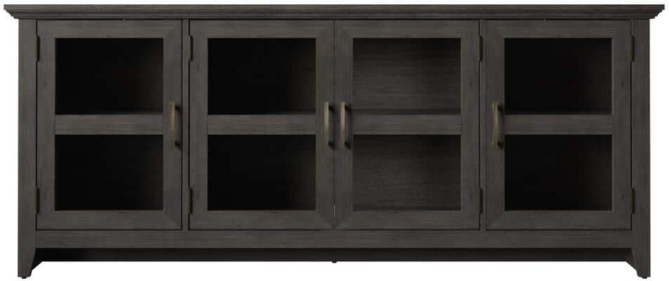 Twin Star Home 72 in. Weathered Gray TV Console with 4-Shelf Storage Fits TVs up to 80 in with Cable Management