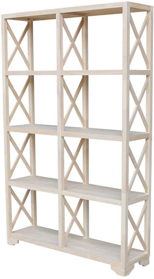 International Concepts 71.9 in. Unfinished Wood 8-shelf Etagere Bookcase with Adjustable Shelves