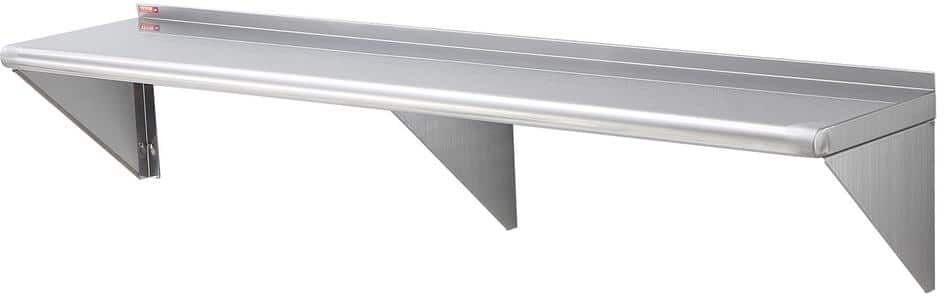 VEVOR Stainless Steel Shelf 14 in. x 60 in. Wall Mounted Floating Shelving 400 lbs. Load Commercial Shelves Silver