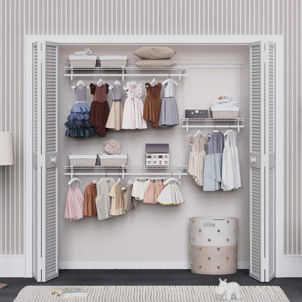 ClosetMaid ShelfTrack 72 in. W White Reach-In Wall Mount 3-Shelf Wire Closet System Organizer Kit