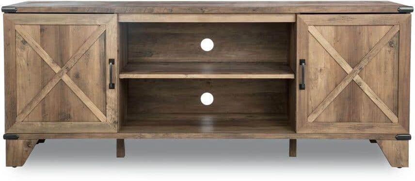 AGH Deco Oxford 60 in. Brown Engineered Wood TV Stand Fits TVs Up to 60 in. with Storage Doors