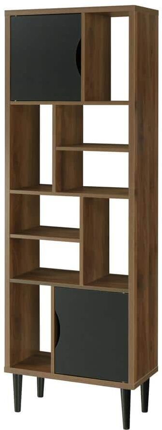 OS Home and Office Furniture Mid Century Modern Danish Walnut Accent Storage Cabinet with 2-Doors