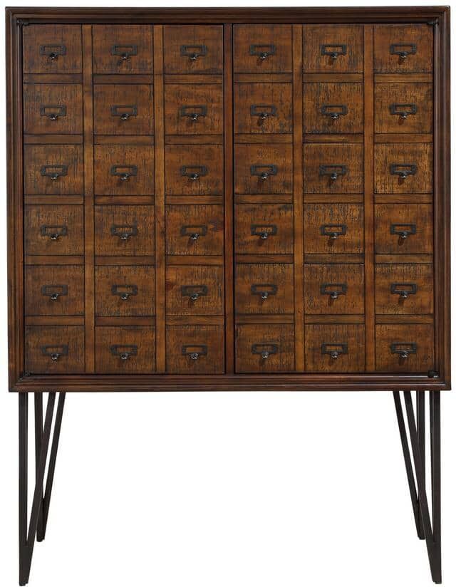 Coast To Coast Accents Oxford Distressed Brown 2-Door Bar Cabinet