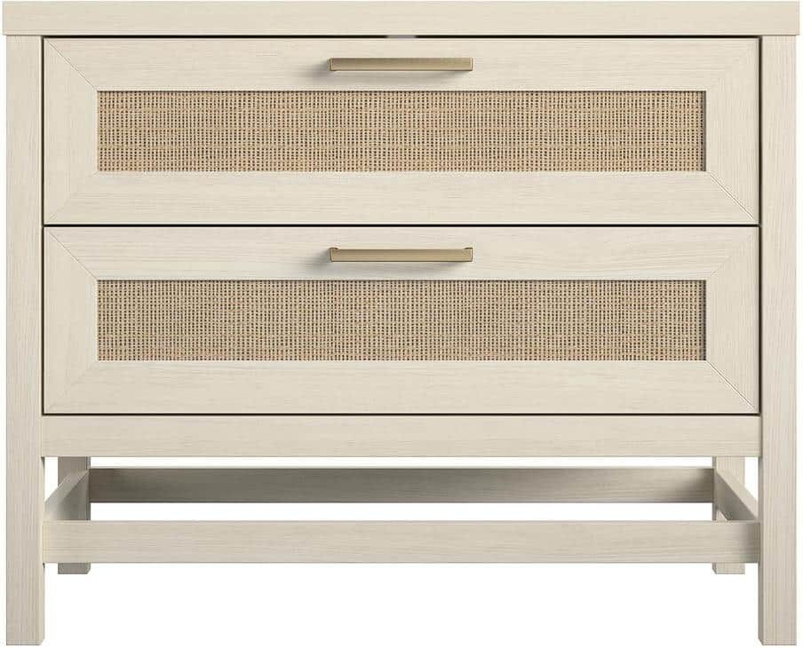 Ameriwood Home Leeland 2-Drawer Ivory Oak Nightstand 24.02 in. H x 29.69 in. W x 15.67 in. D