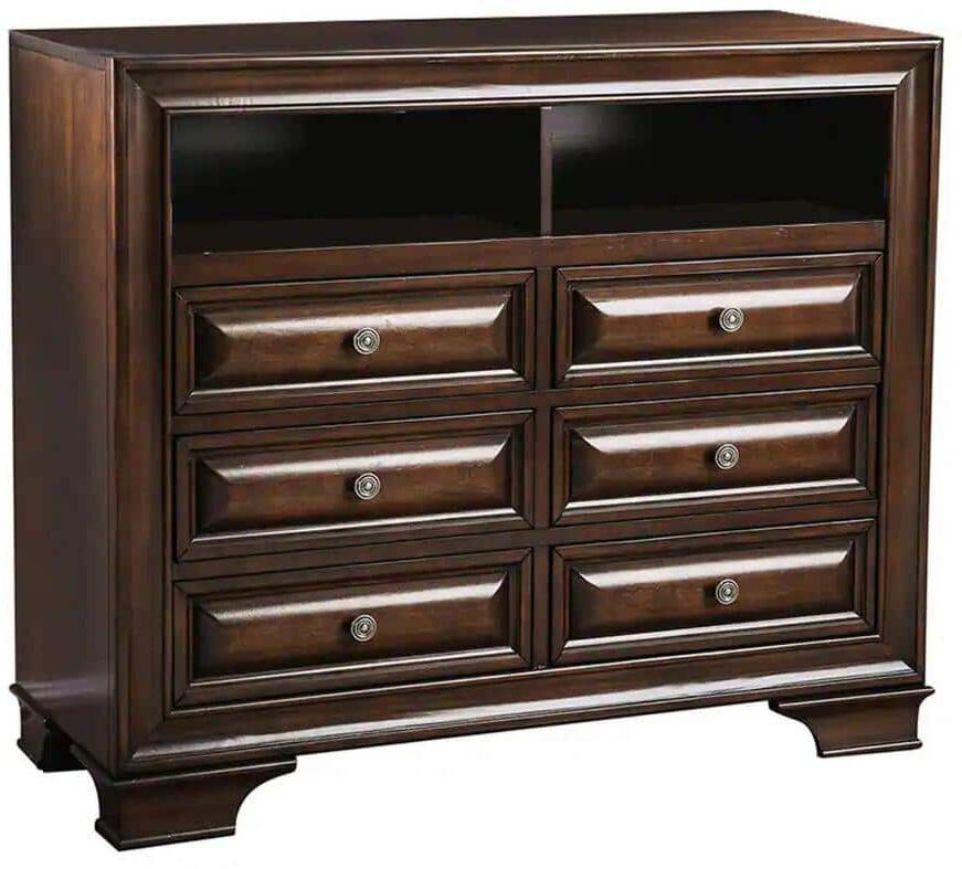 Benjara 17 in. Brown 6-Drawer Wooden Chest of Drawers