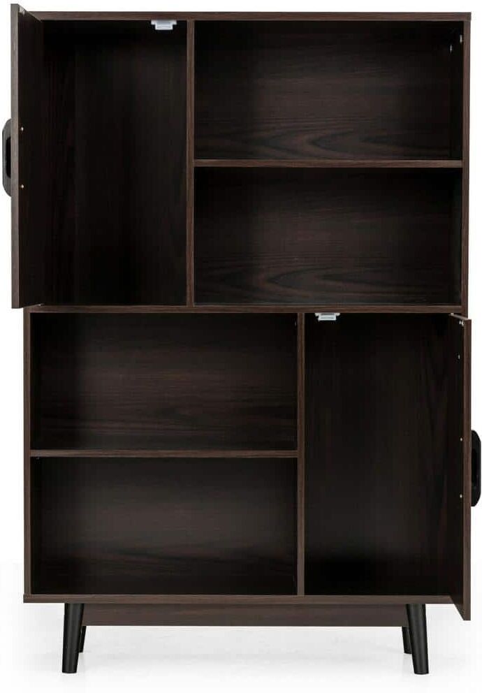 Gymax Sideboard Storage Cabinet Bookshelf Cupboard w/Door Shelf Espresso