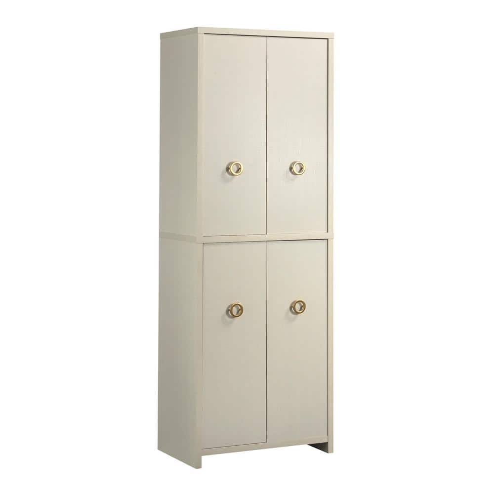 SAUDER Grand Coast Dove Linen 65.906 in. H Accent Storage Cabinet with 4-Doors