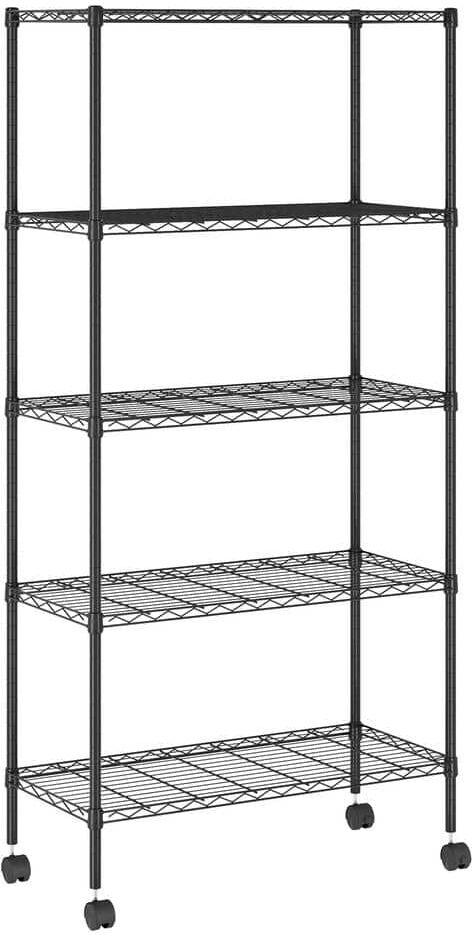 Furinno Wayar 5-Tier Metal Storage Shelf Rack in Black (23.6 in. W x 59.1 in. H x 14 in. D)