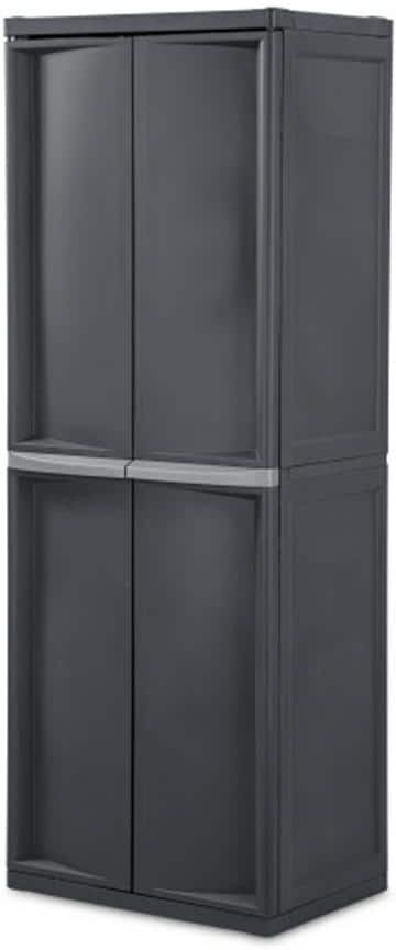 Sterilite Adjustable 4-Shelf Gray Storage Cabinet with Doors