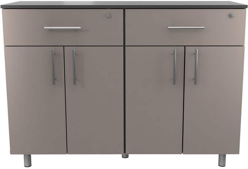 Inval Maestrik 47.24 in. W x 34.25 in. H x 16.54 in. D 4-Door Wood Garage Storage Freestanding Cabinet in Taupe and Dark Gray.