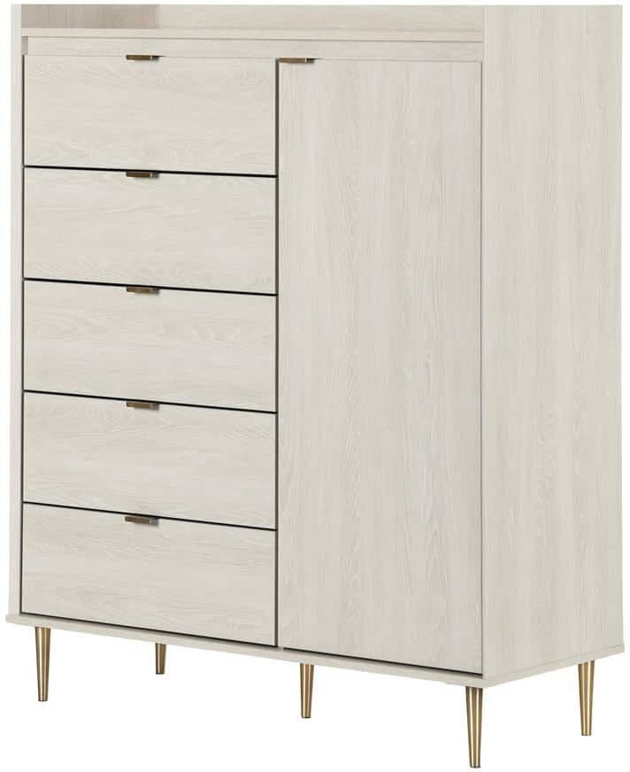 South Shore Hype Winter Oak Door Chest with 5 Drawers (54.75 in. H x 44.5 in W.)