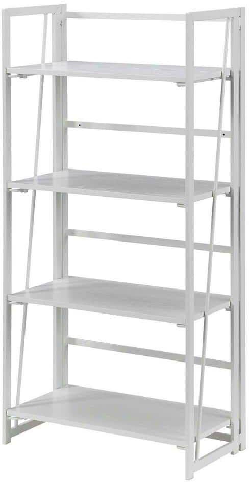 Convenience Concepts Xtra 49.5 in. White/White Metal 4 -Shelf Standard Bookcase with Folding Sides