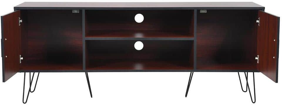 Costway 59 in. Brown TV Stand Entertainment Center Media Console Fits TV's up to 65 in. Storage Cabinet Shelf