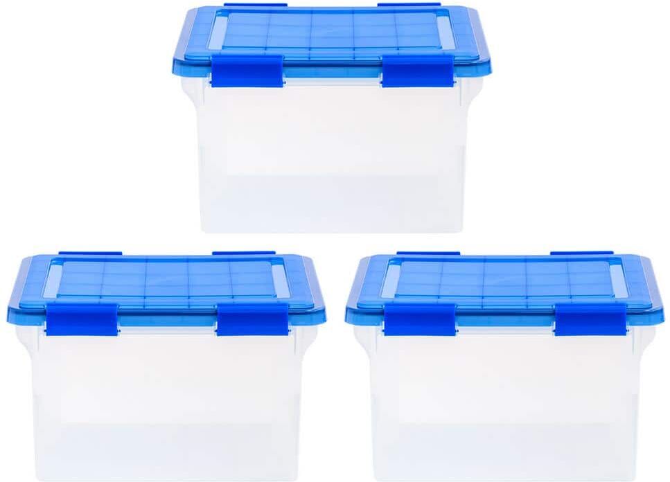 IRIS Stackable Plastic Legal File Storage Box for Letter (3-Pack)