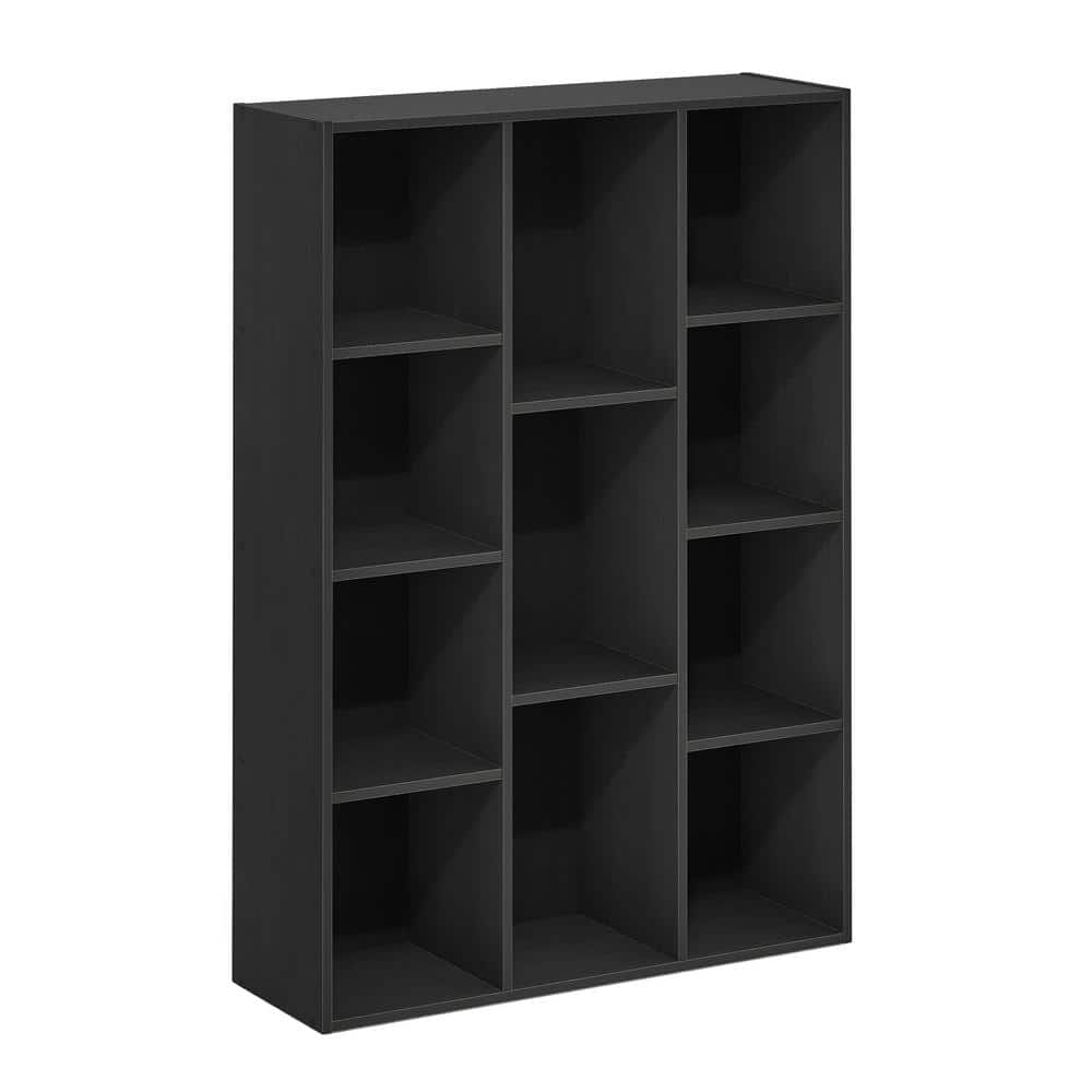 Furinno 41.7 in. Tall Blackwood Wood 11-shelf Cube Bookcase with Closed Storage