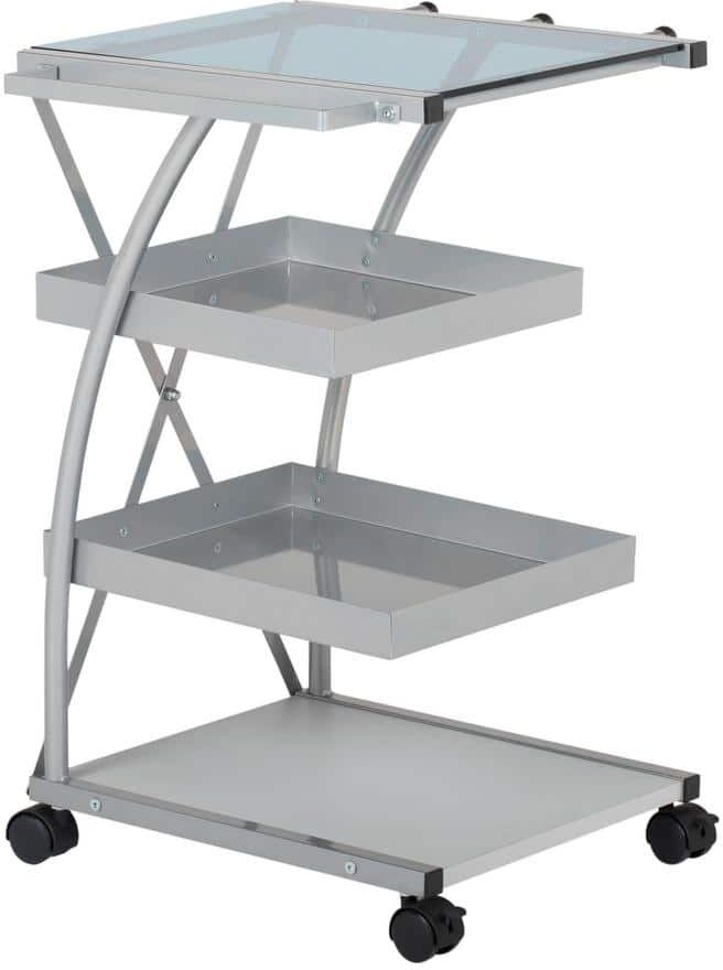 Studio Designs Triflex 18.5 in. W x 16 in. D x 25.5 in. H Metal and Glass Craft Supply Storage Mobile Taboret Cart