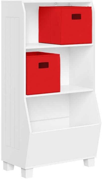 RiverRidge Home Kids 23 in. Bookcase with Toy Organizer and 2-Red Bins