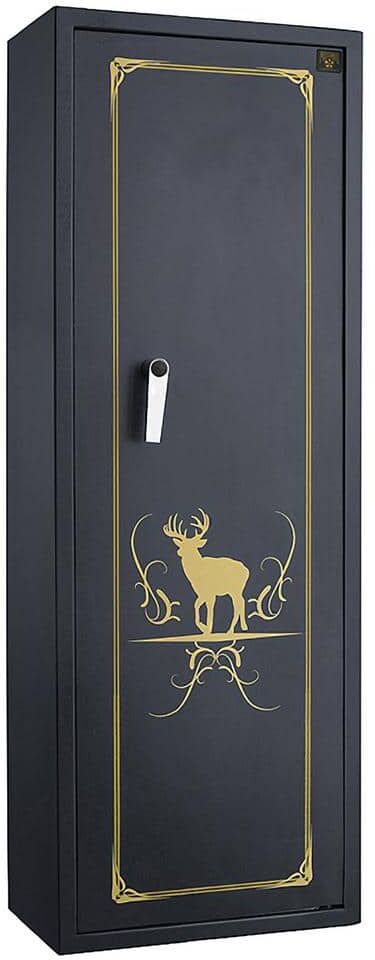 8-Gun Locking Gun Safe - Rifle Cabinet with Skeleton Style Keys, Ammo Lockbox and Firearm Rack