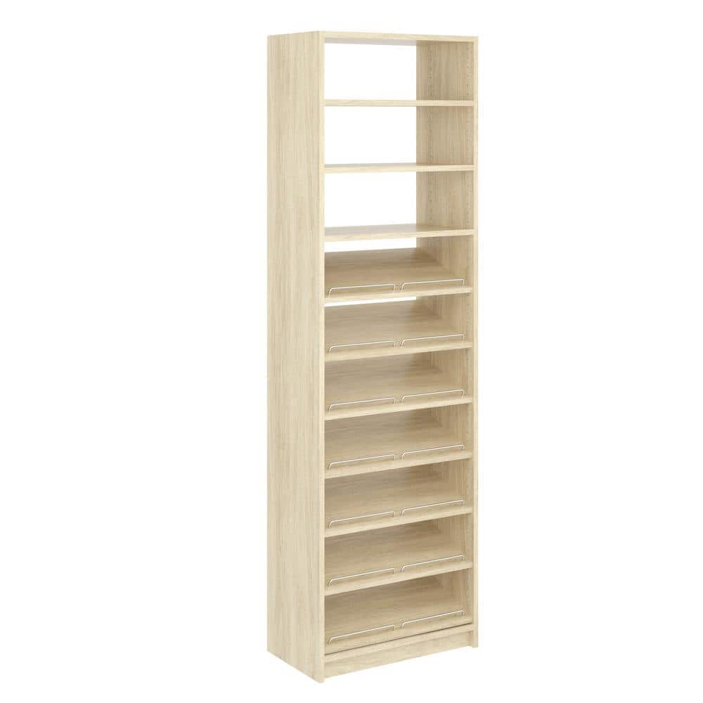SimplyNeu 14 in. W D x 25.375 in. W x 84 in. H Wheat Shoe Storage Tower Wood Closet System