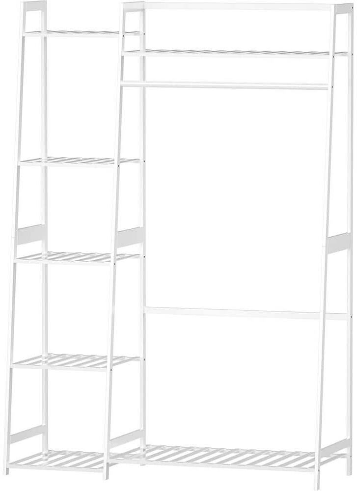 Amucolo 39.37 in. White Heavy Duty Freestanding Closet Organizer Clothes Rack Hall Tree with Shelves