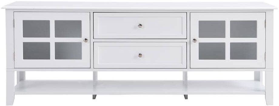 59.10 in. W x 15.70 in. D x 21.70 in. H White Linen Cabinet TV Stand Console Table with multi-functional Storage Space