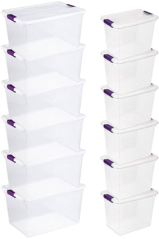 Sterilite Clear Box Storage Container (6-Pack) + 27 Qt. Tote (6-Pack)