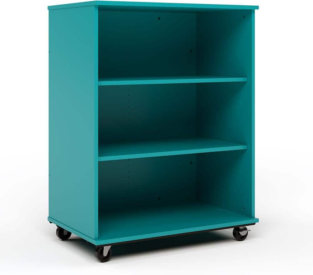 TOT MATE Open Single Sided Mobile Locker Nursery Classroom Bookcase, Write-On/Wipe-Off Back, Adj. Shelves, 48 in. H, (Ocean)