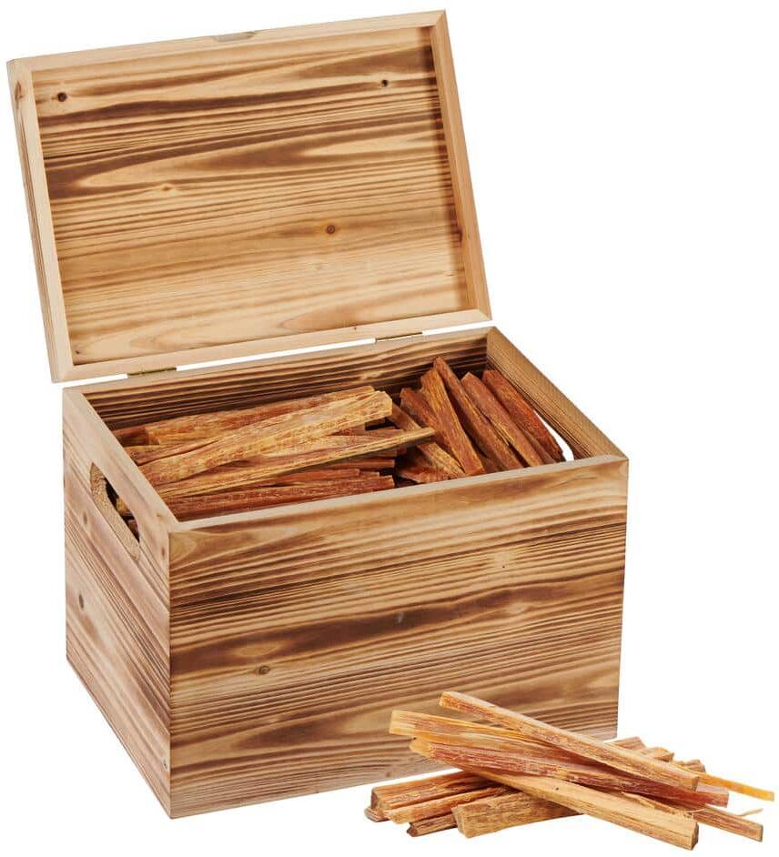 Afoxsos 15 lb.Fatwood Gift Box Set, 100% Natural Pine Trees Fire Starter Sticks in a Stylish Natural Wooden Storage Box