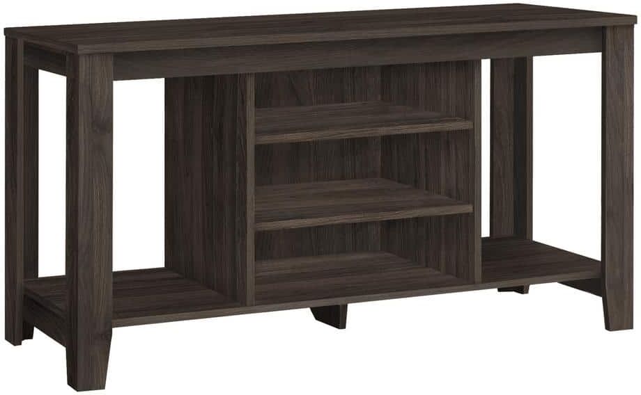 Brown TV Stand Fits TVs up to 55-65 in. with Shelves and Cable Management