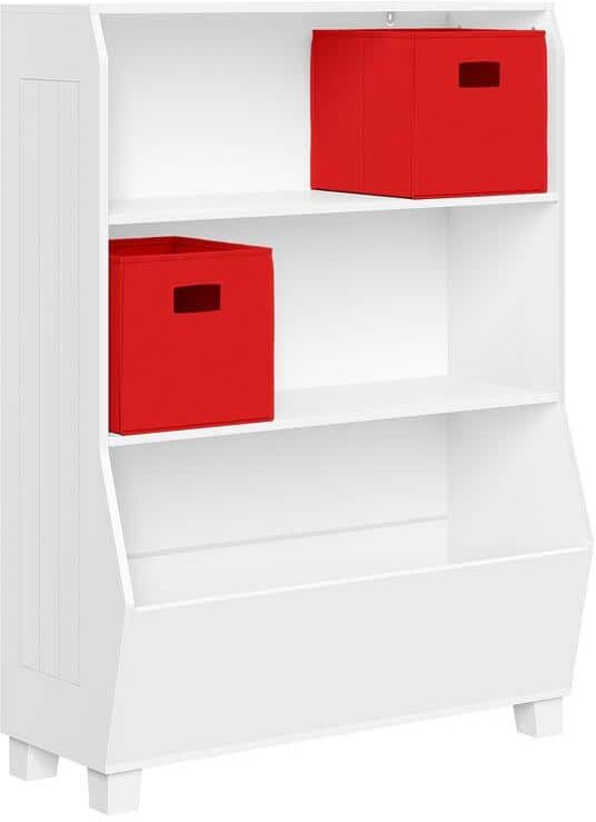 RiverRidge Home Kids 34 in. Bookcase with Toy Organizer and 2-Red Bins