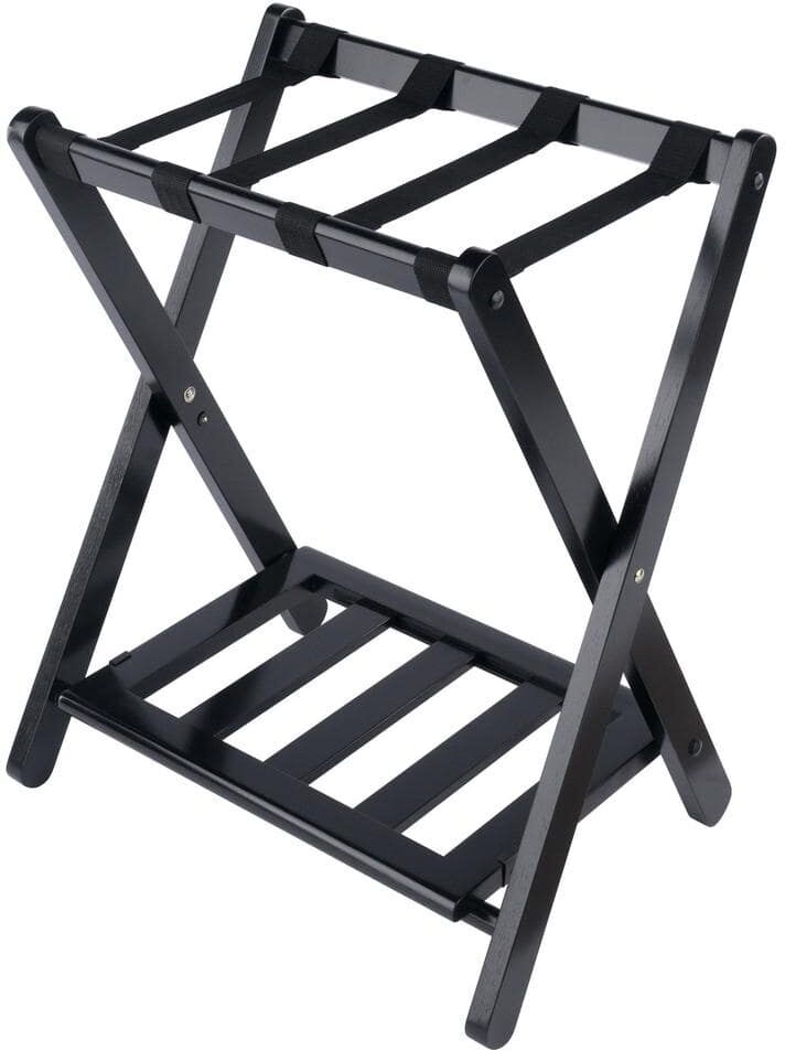 WINSOME WOOD Raya luggage rack with shelf in black finish