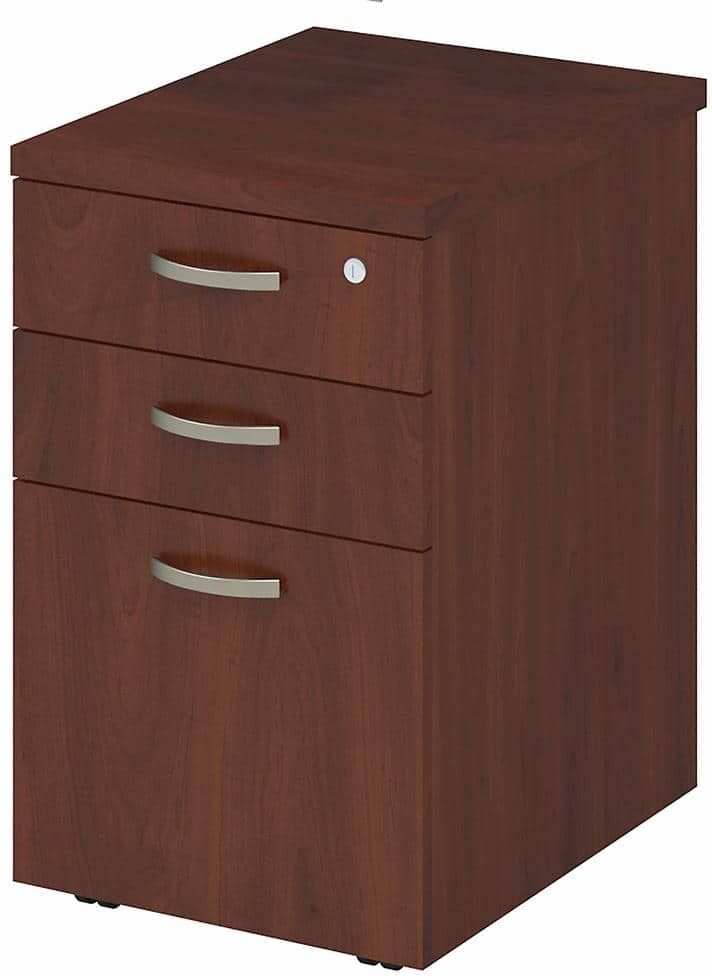 Bush Furniture Office in. an Hour 3-Drawer Hansen Cherry Engineered Wood 15.98 in. W Mobile Vertical File Cabinet