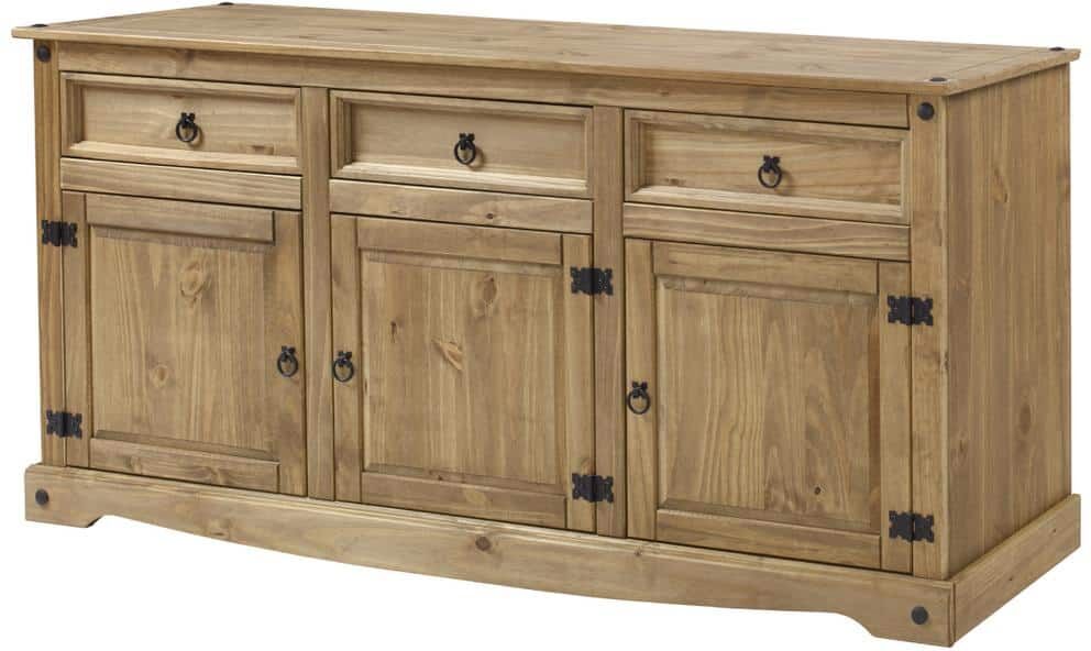 OS Home and Office Furniture Classic Cottage Series Corona Gray Solid Wood Top 66 in. Buffet Sideboard with Drawers