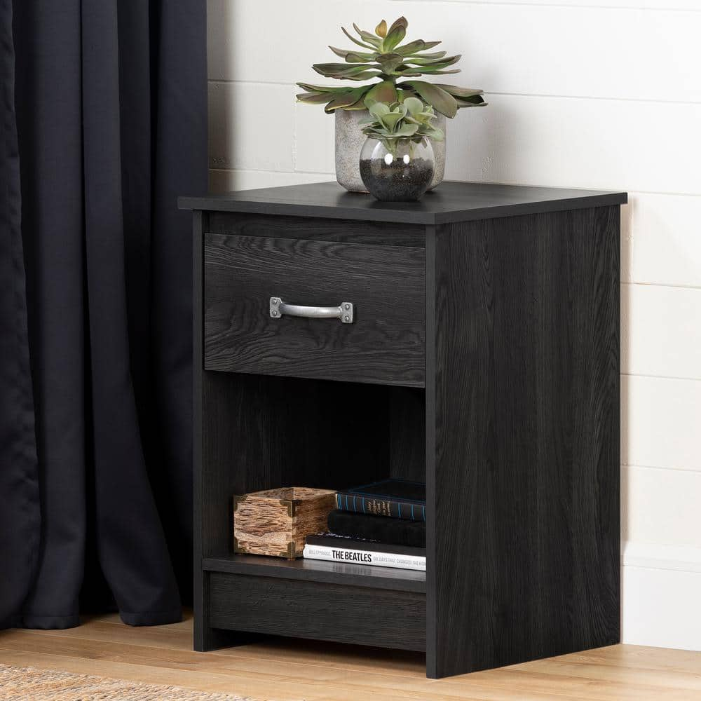 South Shore Tassio 1-Drawer Gray Oak Nightstand (17.75 in. W x 25 in. H)