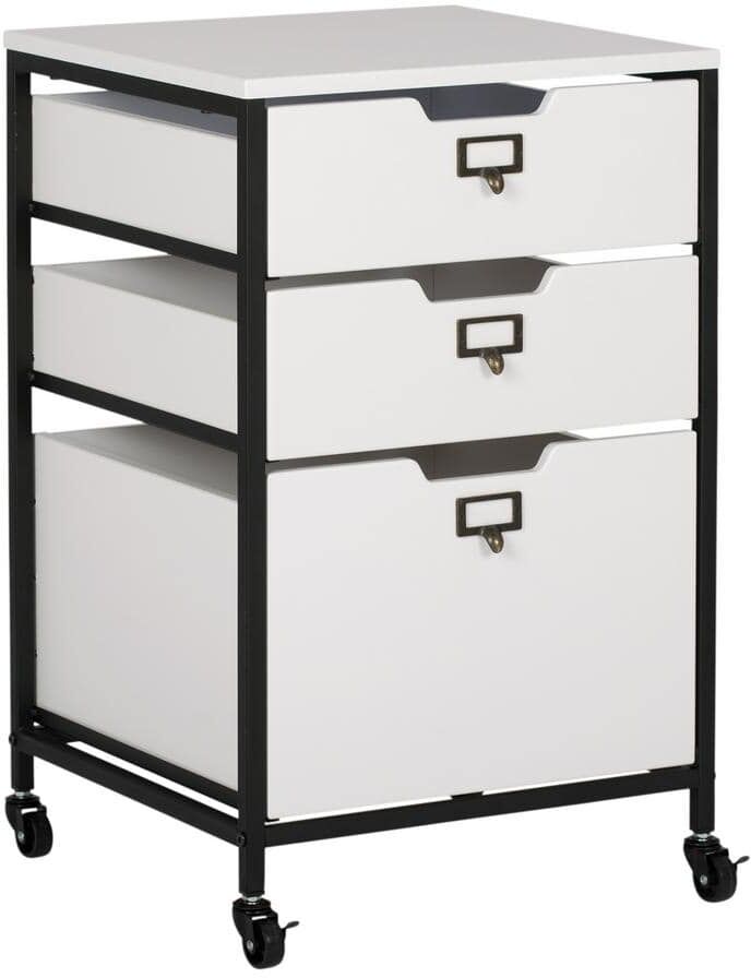 Sew Ready 3-Drawer Mobile Organizer 17 in. W x 17 in. D Cart for Home, Office, Craft, Sewing Storage in Charcoal/White