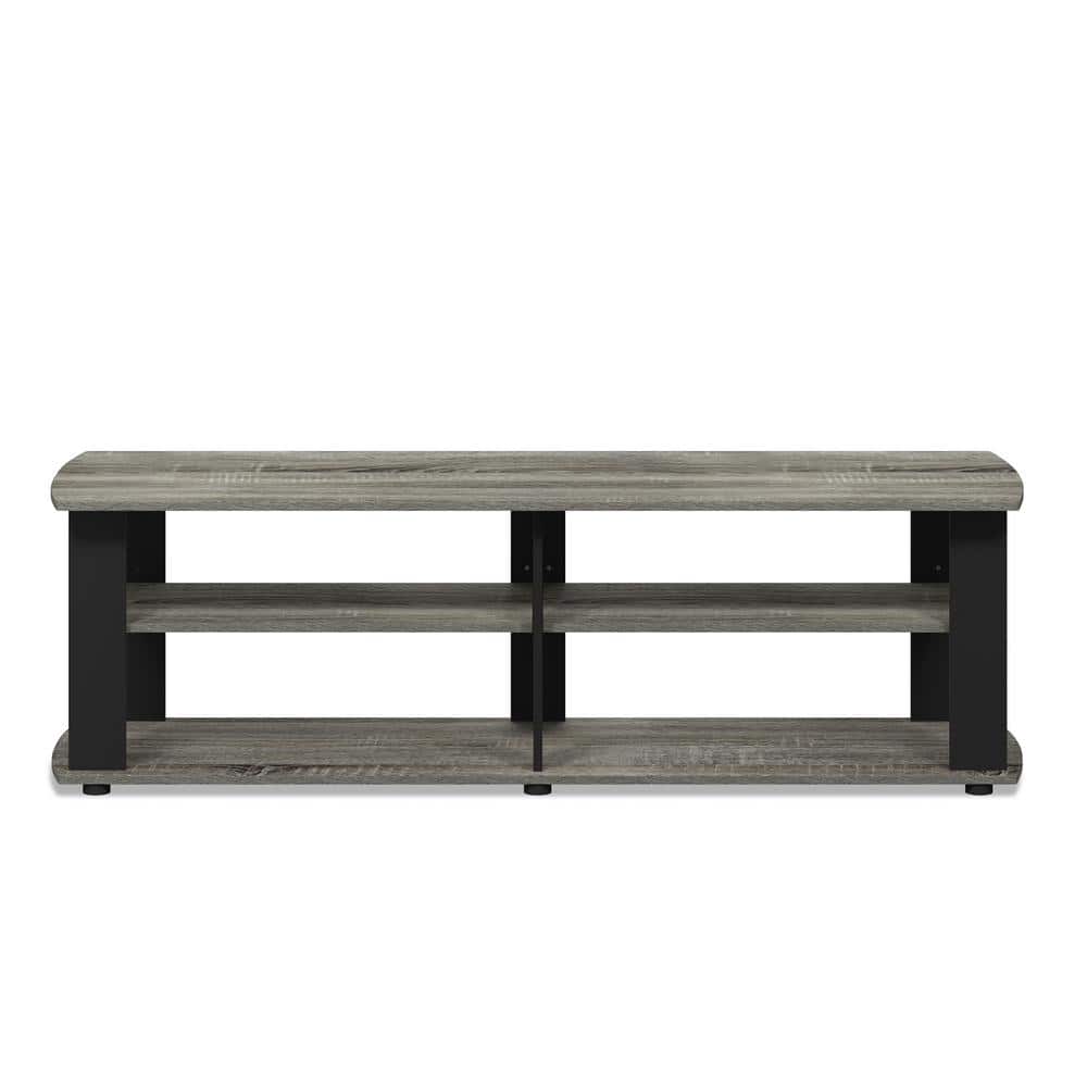Furinno Nelly 43.4 in. French Oak Grey/Black Entertainment Center TV Stand Fits TV's up to 49 in.