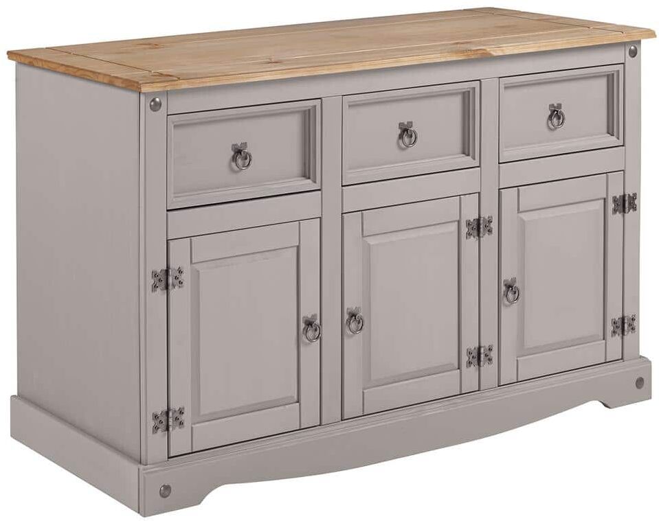 OS Home and Office Furniture Classic Cottage Series Corona Gray Solid Wood Top 49.25 in. Buffet Sideboard with Drawers