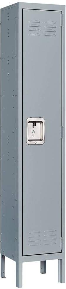 LISSIMO 66 in. 2-Shelf Steel Metal Locker for Home, 1 Door Dressing Room, Gym, Lockable Storage Lockers for Employees in Grey