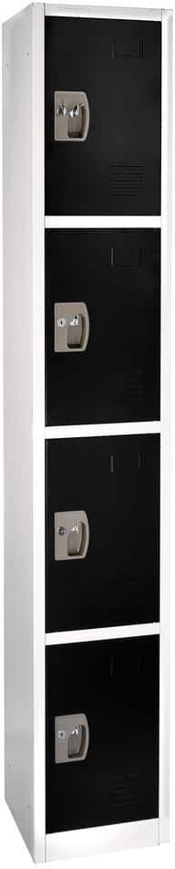 AdirOffice 629-Series 72 in. H 4-Tier Steel Key Lock Storage Locker Free Standing Cabinets for Home, School, Gym in Black