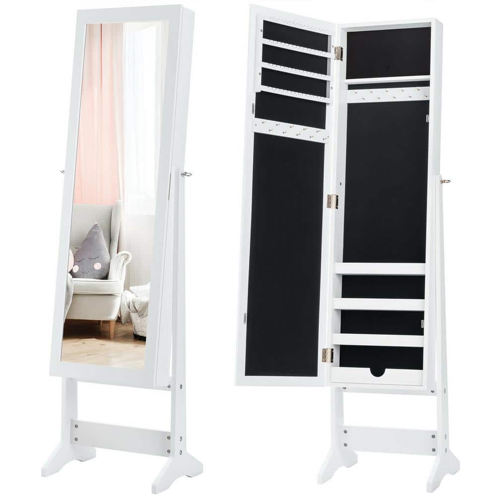 Costway Jewelry Mirrored Cabinet Armoire Organizer Storage Jewelry Box with Stand Christmas Gift