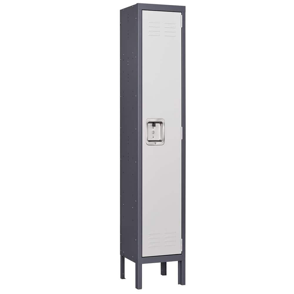 LISSIMO 1 Door 3-Tier Locker, Employees Storage Metal Lockers 66 in. Lockable Steel Cabinet for School Gym Home Office Staff